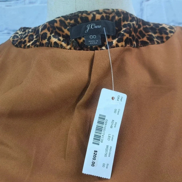 NWT J. Crew True Wrap Lined Dress in  Drapey Velvet Leopard Print Midi Size 00 - Picture 12 of 16